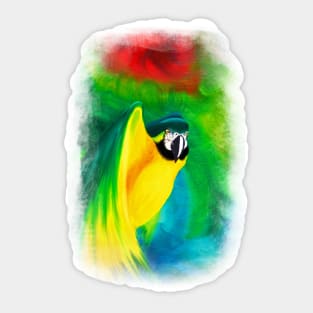 Macaw Parrot Flight Oil Painting ArtWork Sticker